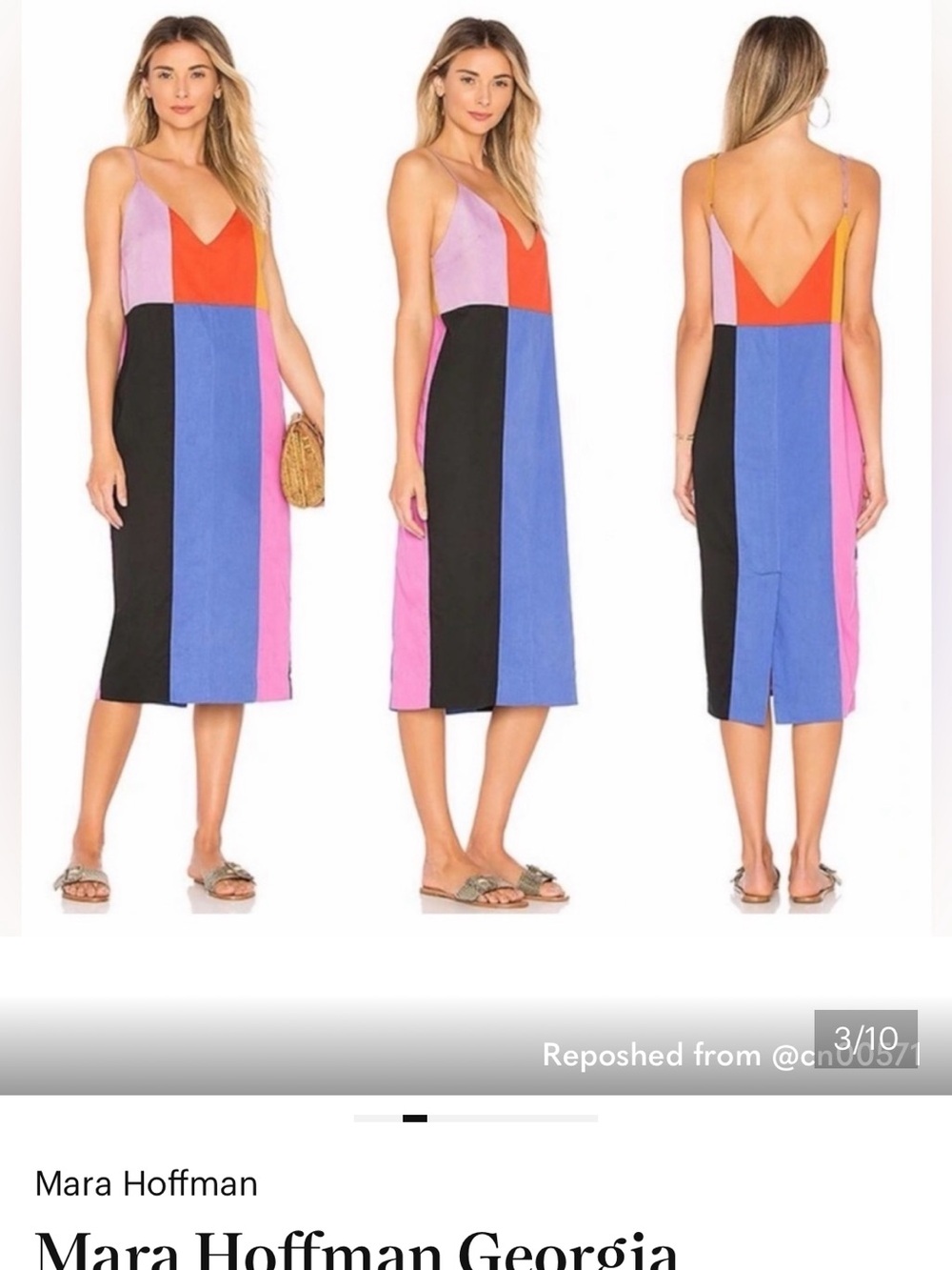 Mara Hoffman Multi-Colorblock V-Neck Midi Dress